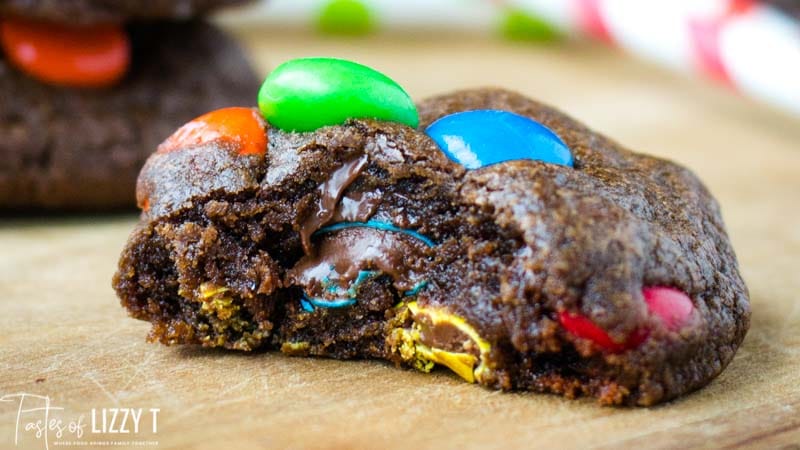 soft chocolate cookie with bite out of it