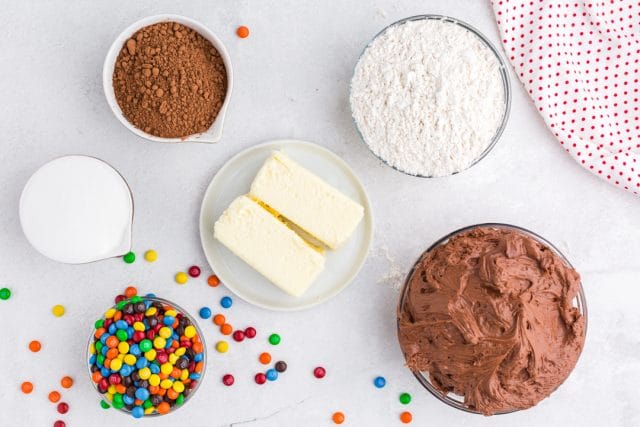 ingredients for chocolate shortbread bars