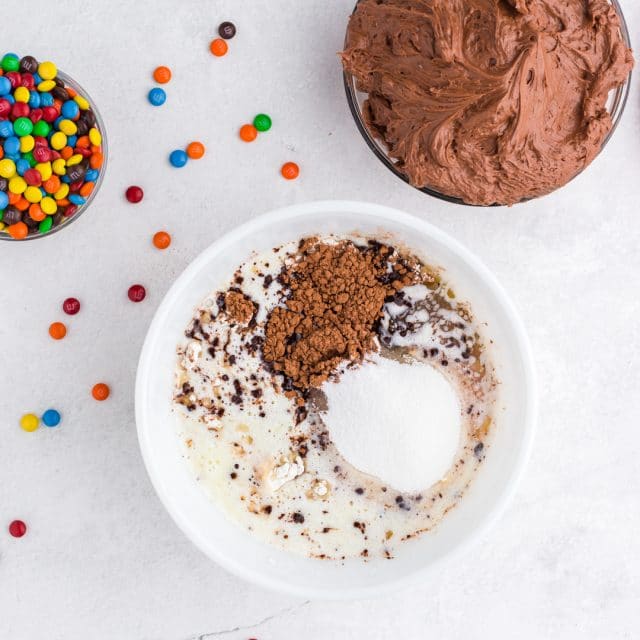 mixing chocolate shortbread