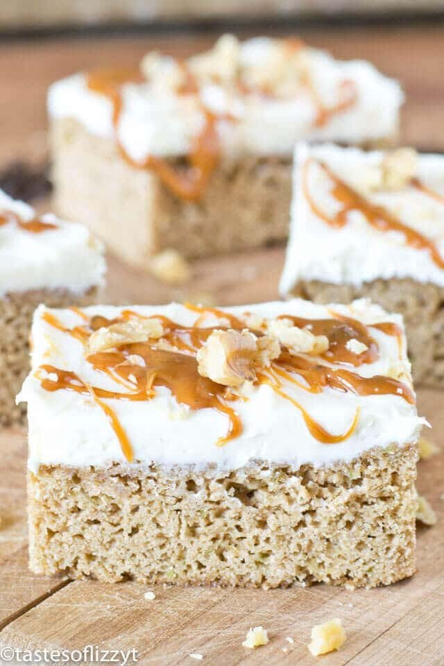 frosted caramel zucchini bars from box cake mix recipe