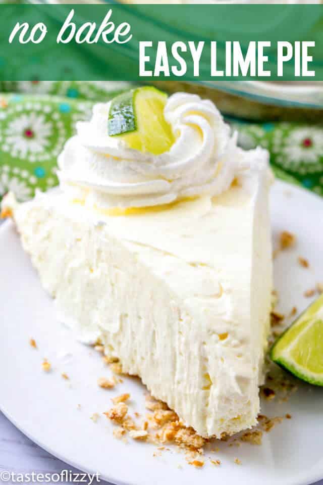 No Bake Lime Pie is a cool, creamy dessert with sweet cream cheese, tangy lime and a salty crushed pretzel crust. Make it no-bake with a store bought crust for an easy summer dessert recipe!
