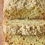 Two loaves of homemade zucchini bread with peanut butter chips