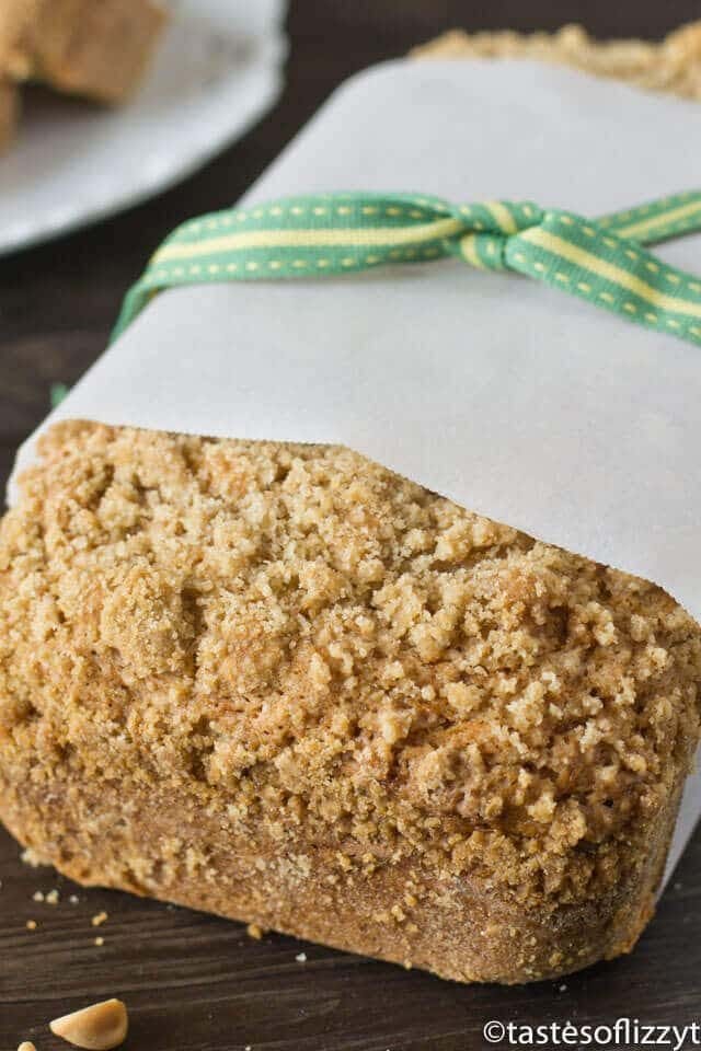Hide your zucchini in this Peanut Butter Zucchini Bread with Brown Sugar Streusel. You’ll never guess this bread has veggies inside!
