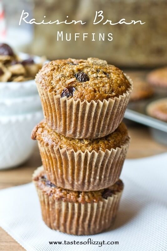 Raisin Bran Muffins are full of whole wheat flour, bran flakes and raisins for a sweet, healthy start to the day.