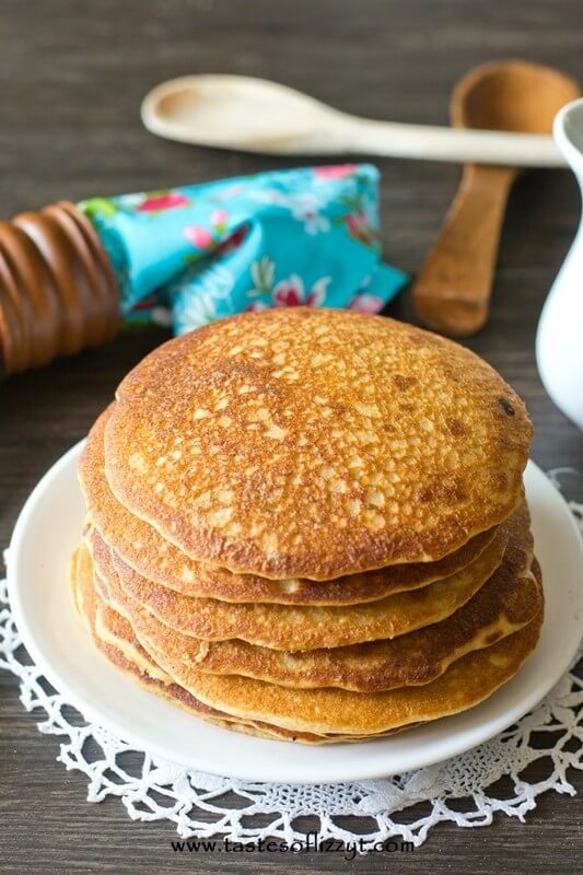 Honey wheat pancakes make a healthy start to your day. Instead of maple syrup, make this simple honey butter syrup for a fun change!