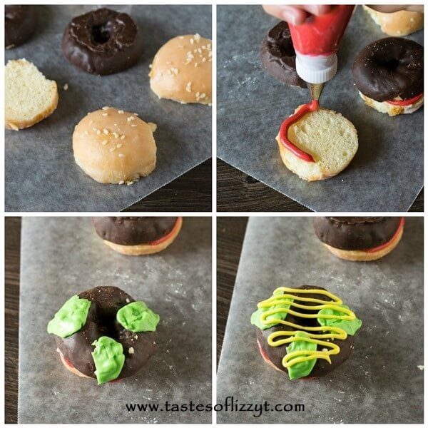 Looking for a cute breakfast idea? Make these mini Donut burgers out of glazed and chocolate covered donut holes.