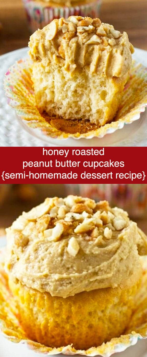 Calling all peanut butter lovers! Add peanut butter and honey to your cupcakes and frosting to make Honey Roasted Peanut Butter Cupcakes. Honey Roasted Peanut Butter Cupcakes {Easy Dessert Recipe}