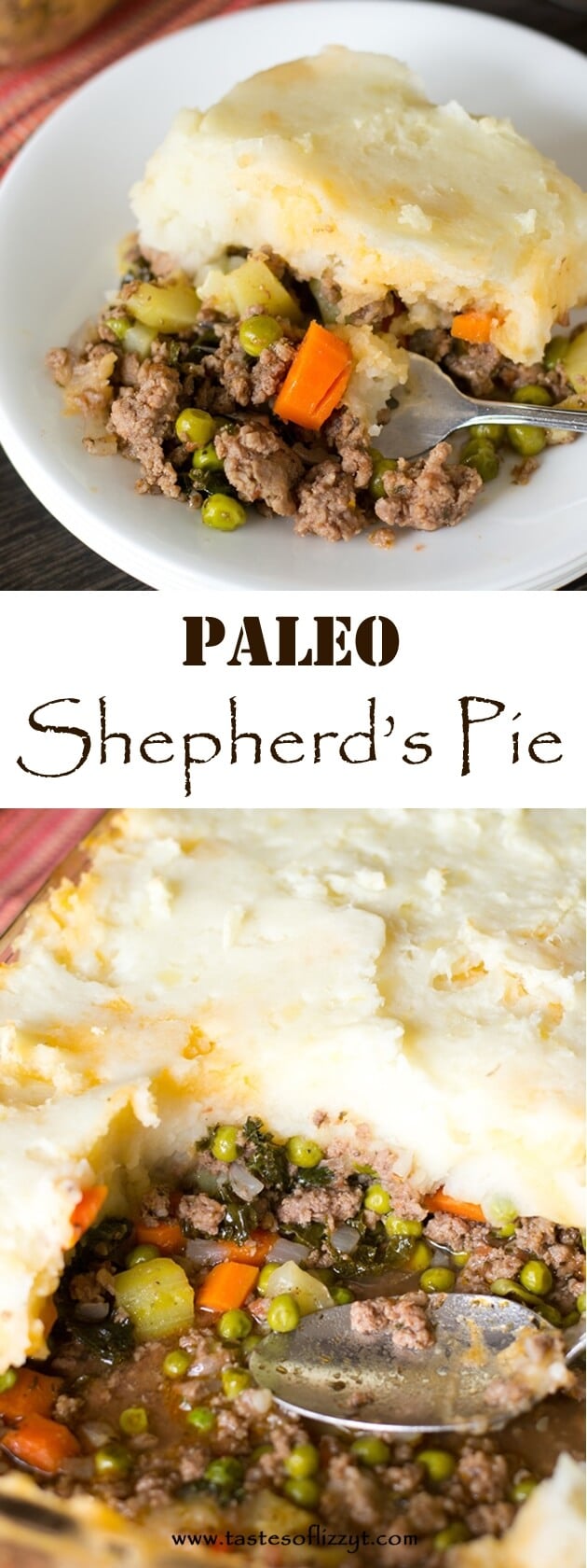 Eat a comforting but healthy dinner with this Paleo Shepherd's Pie. Fill with your favorite veggies and top with white or sweet potatoes. Paleo Shepherd's Pie {Healthy Casserole Recipe with Potatoes}