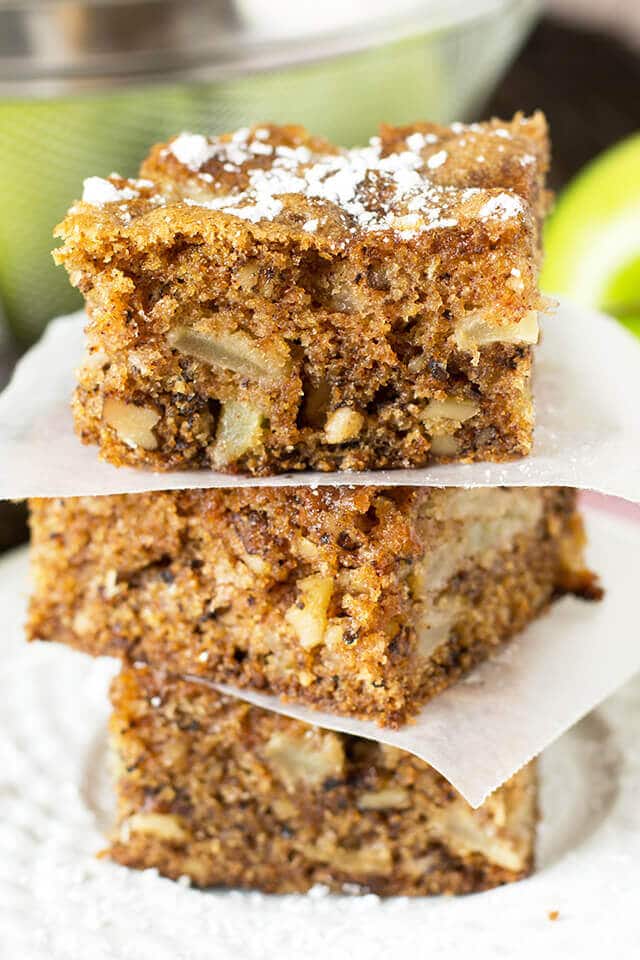 slices of apple walnut cake