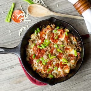 pizza potatoes in a skillet