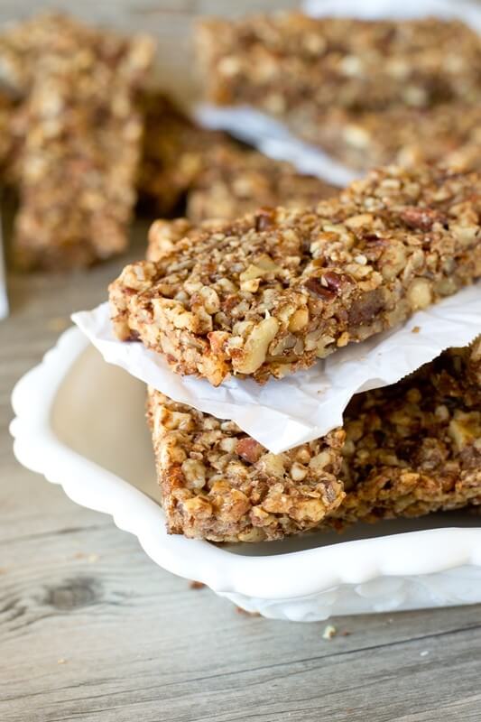 Packed with nuts, dates and a hint of cinnamon, these Paleo Nut Energy Bars are great for an afternoon snack.