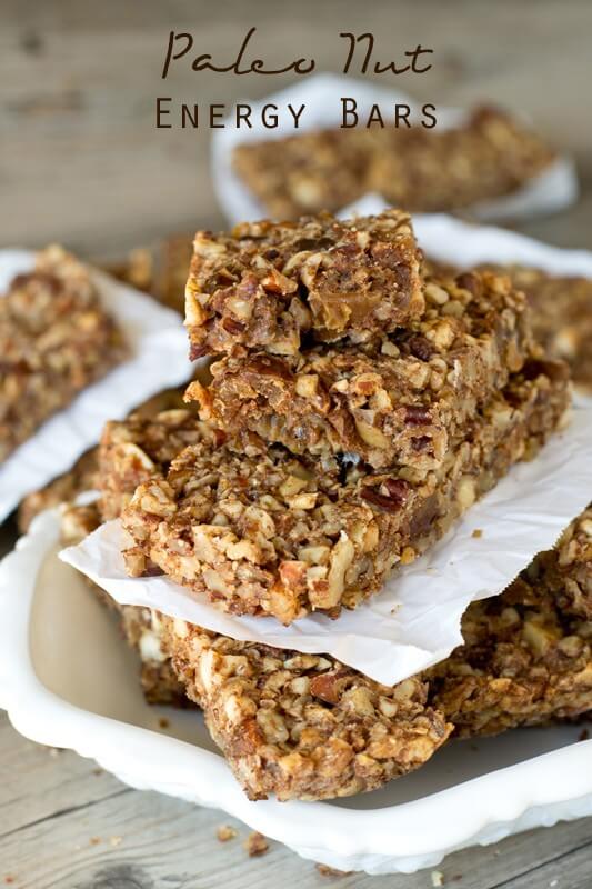 Packed with nuts, dates and a hint of cinnamon, these Paleo Nut Energy Bars are great for an afternoon snack.