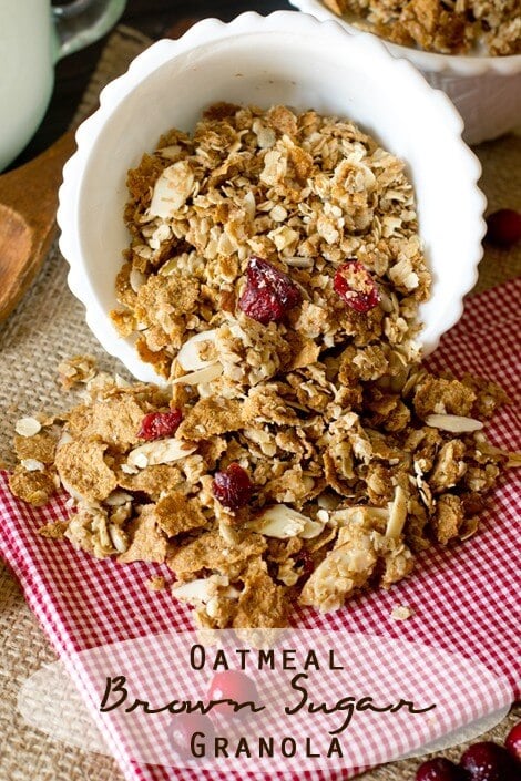 This Brown Sugar Oatmeal Granola is one of our favorite breakfasts. Serve in a bowl with milk or just eat it by the handful for an on-the-go breakfast.