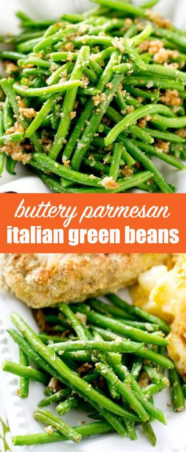 The simplest, most delicious way to eat green beans! These Italian Green Beans are sauteed in butter, bread crumbs and Parmesan cheese.