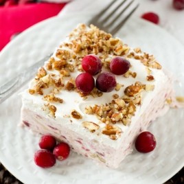 slice of cranberry dessert on a plate