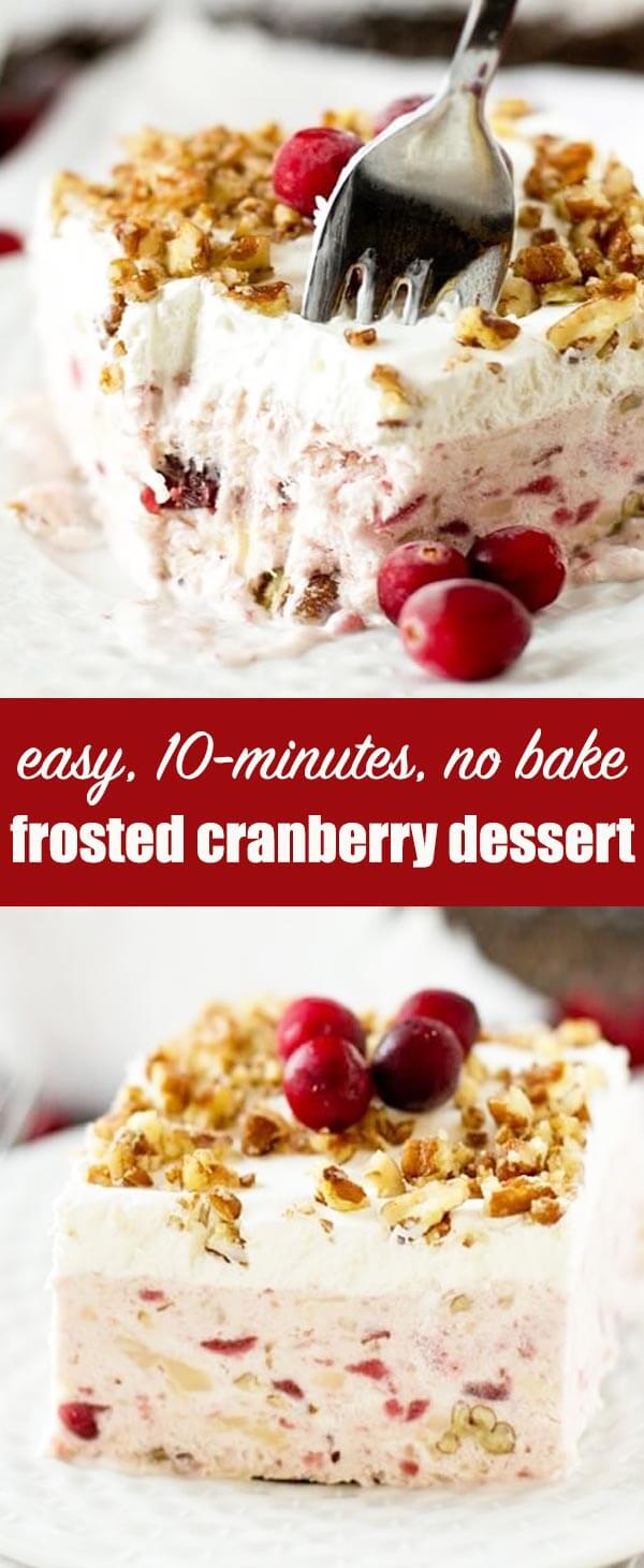 Creamy Frosted Cranberry Dessert {Easy No Bake Recipe in 10 Minutes}