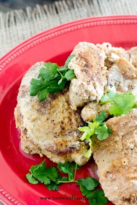 plate of Paleo Pork Chops made in a crock pot