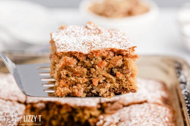 carrot cake on a spatula