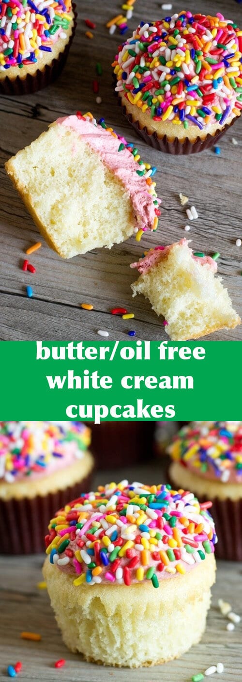 No oil or butter is needed for these White Cream Cupcakes. Cake flour and cream keep them soft and fluffy, making them a classic recipe to add to your recipe box.