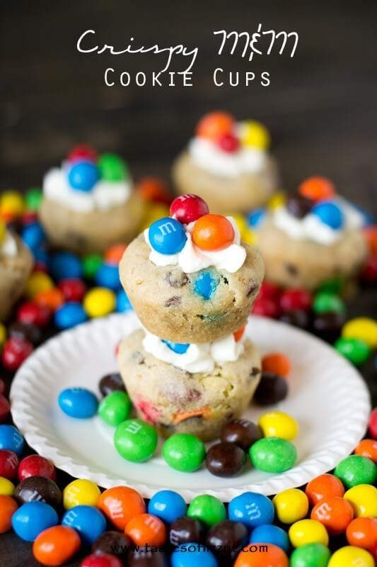 Crispy M&M Cookie Cups Recipe - Tastes of Lizzy T