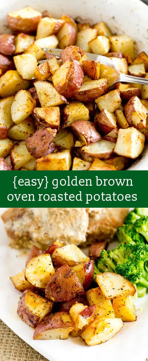 easy oven roasted potatoes recipe / hints for golden brown potatoes / easy side dish recipe / whole30 side dish / healthy side dish / red