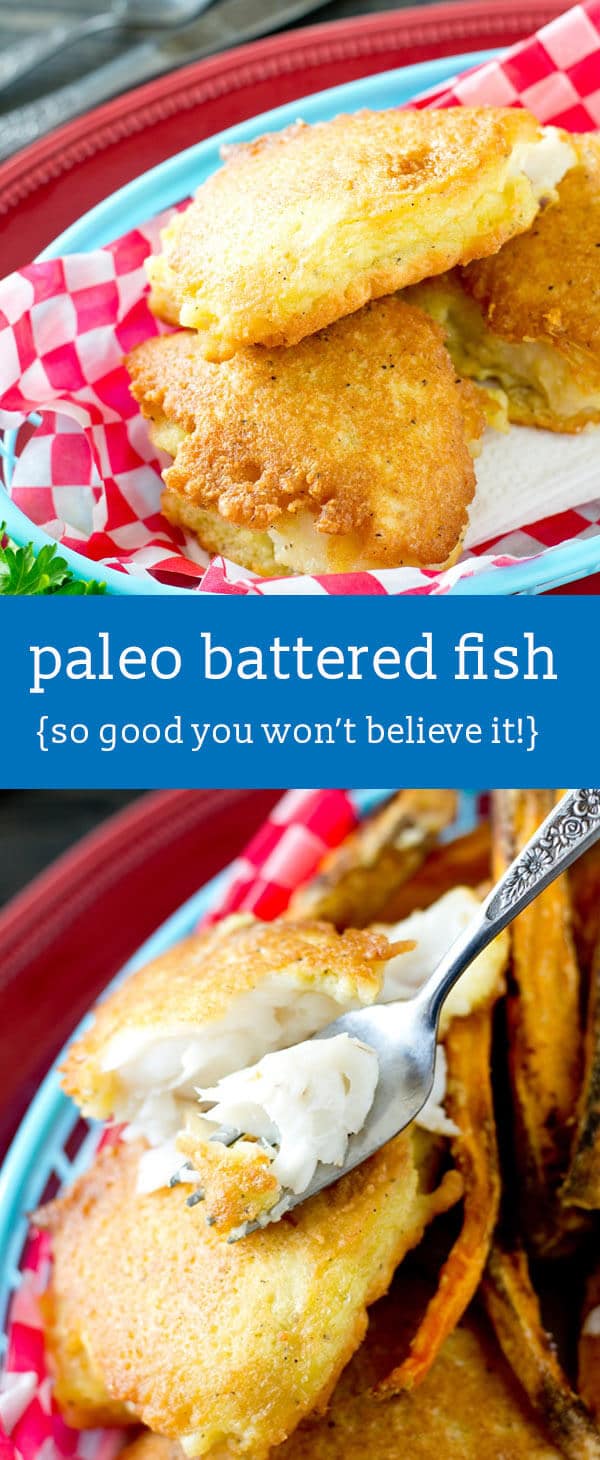 Make this crispy, Paleo Battered Fish for a healthy, 30-minute meal that kids will love! whole30 dinner idea / healthy recipes / gluten free