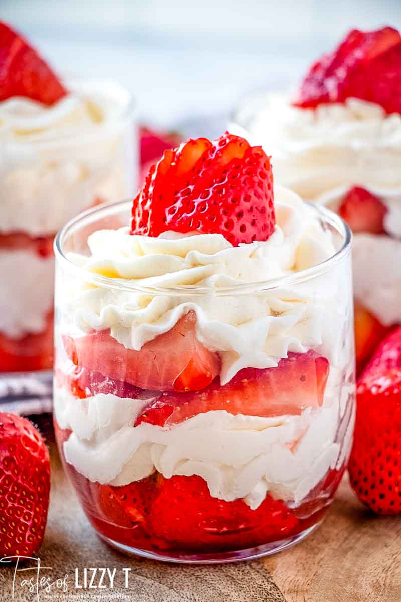 strawberry parfait with whipped cream
