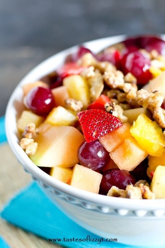 Sugared Walnut Fruit Salad Recipe - Tastes of Lizzy T