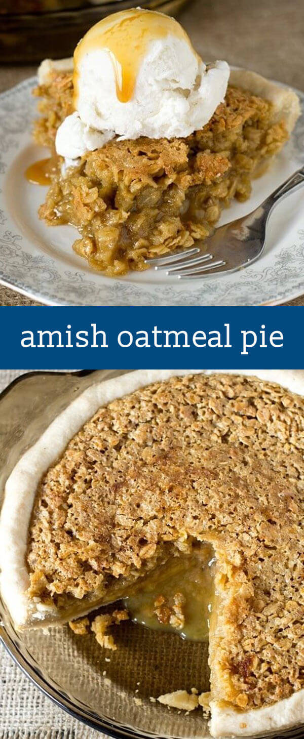 Comforting Amish Oatmeal Pie that tastes remarkably like pecan pie. Brown sugar gives a deep, rich flavor to this sweet, simple pie that is a favorite Amish country recipe. easy pie recipe / amish recipes / old fashioned recipe / dessert