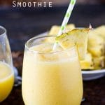 Sweet, creamy and tangy, this Pineapple Cream Tropical Smoothie with pineapple and a hint of orange is sure to refresh you on a hot summer day. It's dairy free and has no added sugar!