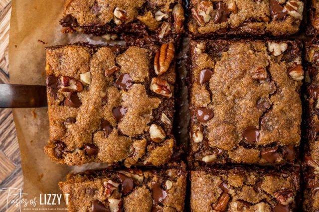 cookie bars with one on a spatula