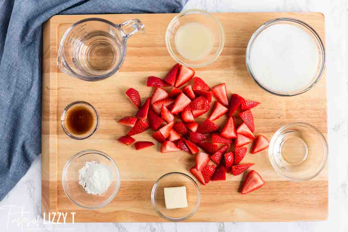 ingredients for homemade strawberry topping