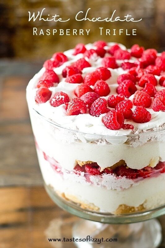 White Chocolate Raspberry Trifle {Easy Dessert Recipe with Cake}