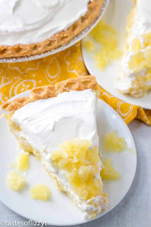 slice of amish pineapple pie on a plate