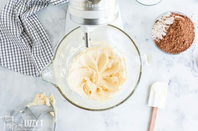 creamed butter and sugar in a bowl