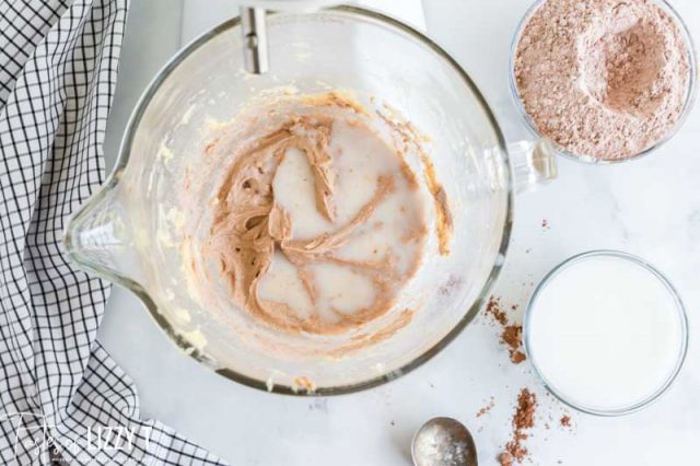 mixing whoopie pies in a bowl