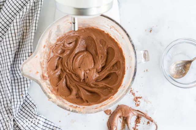 whoopie pie batter in a mixing bowl