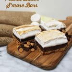 A graham cracker crust, sweet chocolate filling and crispy toasted marshmallow topping make up these Peanut Butter S'more Bars.
