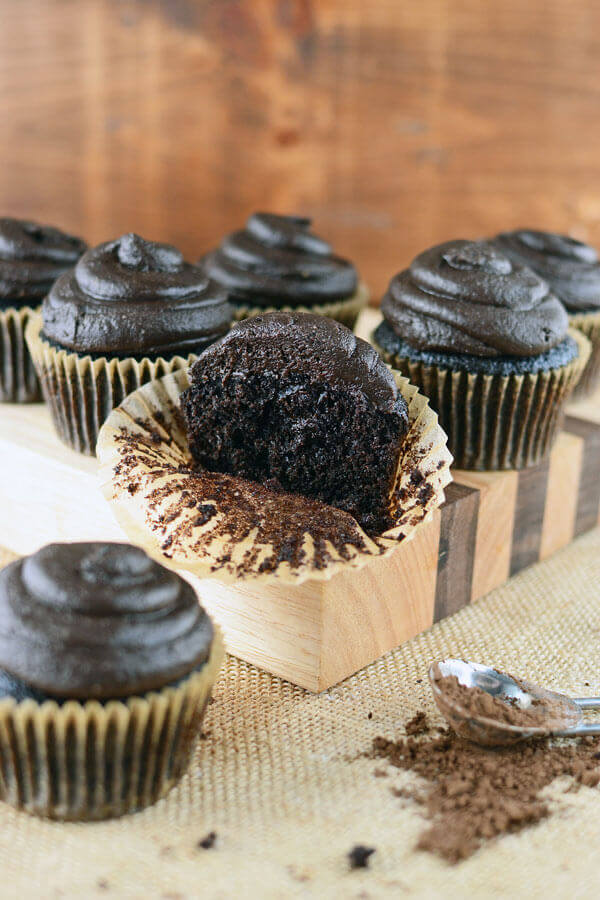 These whole grain chocolate cupcakes are so moist you'd never believe they were whole grain! Topped with amazing dark chocolate peanut butter frosting.