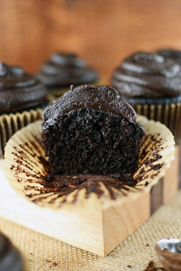 These whole grain chocolate cupcakes are so moist you'd never believe they were whole grain! Topped with amazing dark chocolate peanut butter frosting.