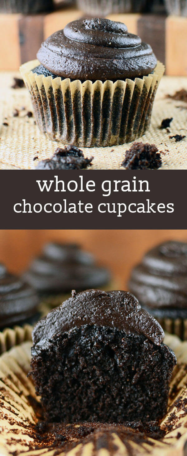 Whole Grain Chocolate Cupcakes with Dark Chocolate Peanut Butter