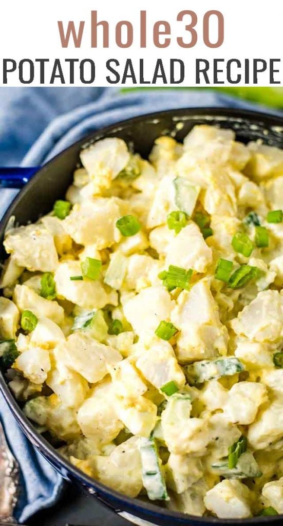 A bowl of food, with Potato Salad