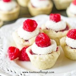 square image of raspberry tarts