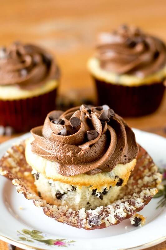 Make your own chocolate chip cupcakes from scratch! Anyone can make these simple white cupcakes that are light and moist with bits of chocolate inside.