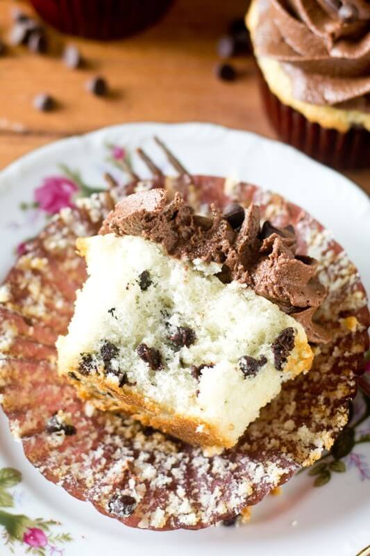 Make your own chocolate chip cupcakes from scratch! Anyone can make these simple white cupcakes that are light and moist with bits of chocolate inside.