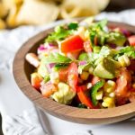 Corn, Tomato and Avocado Salad makes the ideal summer side dish to take advantage of the fresh garden produce. Serve with tortilla chips as a dip, too! Sugar free, light and healthy.