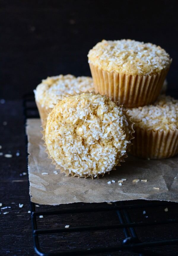 These whole wheat coconut muffins are 100 percent whole wheat, but they are still tender and moist.