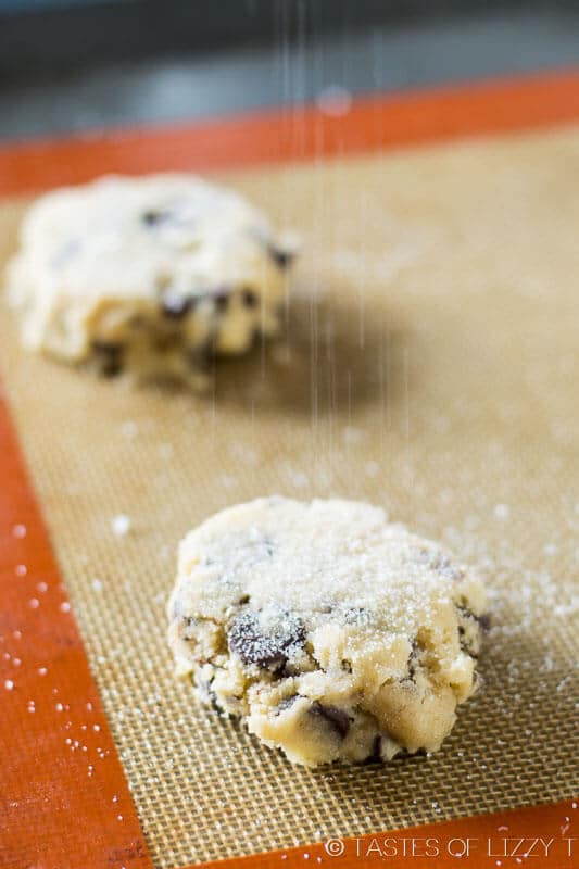 sprinkling sugar on cookie dough
