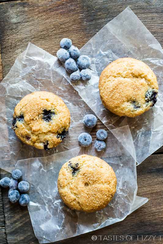 From scratch blueberry muffins kept extra moist with brown sugar. Perfectly light and fluffy with a deep, sweet flavor.