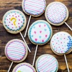 A simple decorated sugar cookie recipe is the star of the party with these Gender Reveal Cookies! Will it be pink or blue?